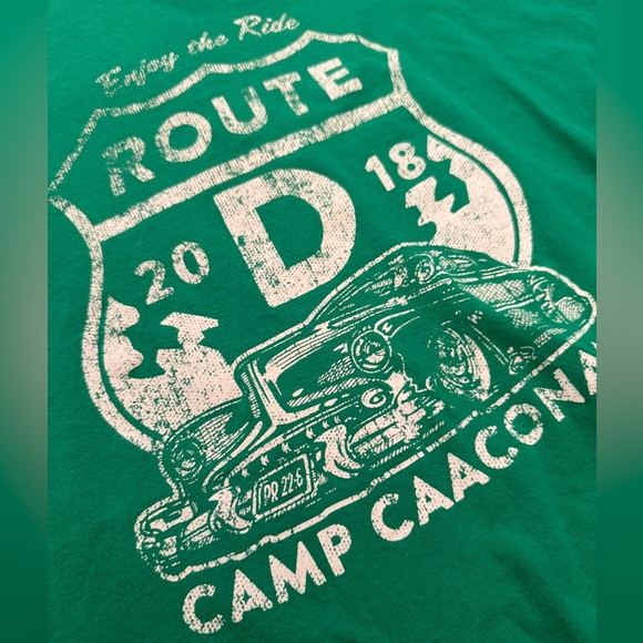 Vintage 2018 Camp Caaconaa ride route D t-shirt medium green - Picture 2 of 3